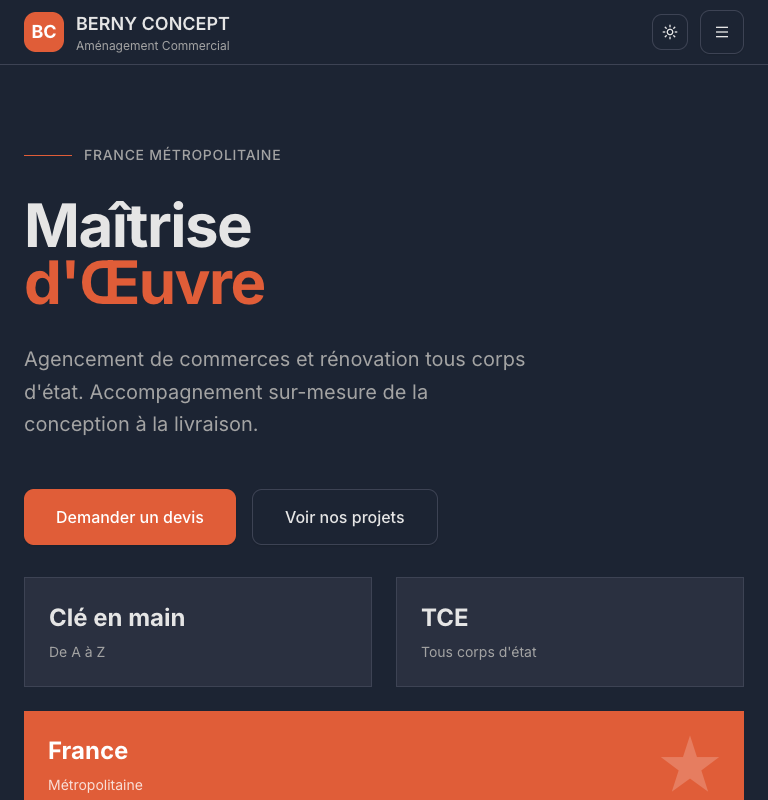 BernyConcept - Site vitrine pour maitre d'oeuvre en Nouvelle-Aquitaine